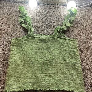 american eagle ribbed tank with ruffle sleeve